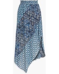 Maje - Asymmetric Printed Voile Midi Skirt - Lyst