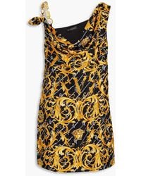 Versace - Embellished Printed Silk-twill Mini Dress - Lyst