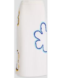Carolina Herrera - Embroidered Wool-blend Midi Skirt - Lyst