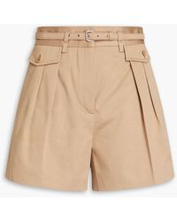 RED Valentino - Belted Pleated Stretch-cotton Gabardine Shorts - Lyst