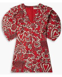 RHODE - Millie Ruffled Floral-print Cotton-poplin Mini Dress - Lyst