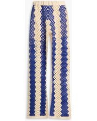 Sandro - Two-tone Open-knit Cotton-blend Wide-leg Pants - Lyst