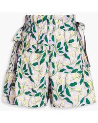 Agua Bendita - Janeiro Bow-detailed Floral-print Cotton Shorts - Lyst