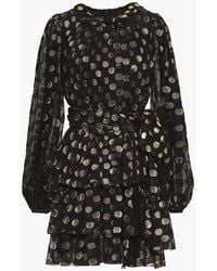 Dolce & Gabbana - Polka-dot Metallic Fil Coupé Silk-blend Mini Dress - Lyst