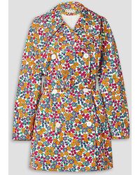 Marni - Belted Double-breasted Floral-print Cotton-blend Twill Coat - Lyst