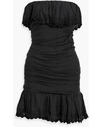 Isabel Marant - Oxani Strapless Broderie Anglaise-Trimmed Ramie Mini Dress - Lyst
