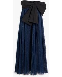 RED Valentino - Strapless Bow-Detailed Glittered Tulle Midi Dress - Lyst