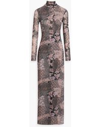 Rosetta Getty - Floral-print Stretch-mesh Turtleneck Maxi Dress - Lyst