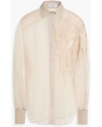 Brunello Cucinelli - Embellished Silk-Organza Shirt - Lyst