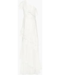 Catherine Deane Kamella One-shoulder Silk-voile And Duchesse-satin Gown - White