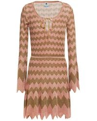 M Missoni Metallic Crochet-knit Mini Dress - Pink