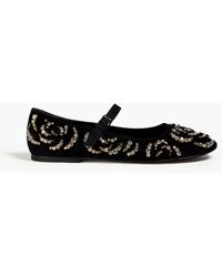 Tory Burch - Embellished Suede Ballet Flats - Lyst