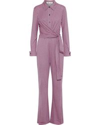 Diane von Furstenberg Michele Wrap-effect Printed Silk-jersey Jumpsuit - Purple