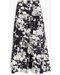 Maje - Floral-Print Cotton Midi Skirt - Lyst