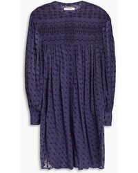 Isabel Marant - Gathered Broderie Anglaise Cotton Mini Dress - Lyst