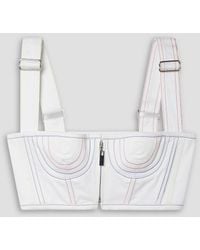 Christopher John Rogers - Cropped Topstitched Cotton-blend Bustier Top - Lyst
