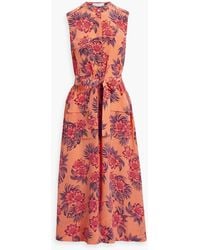 Equipment - Illumina Belted Floral-print Silk Midi Dress - Lyst