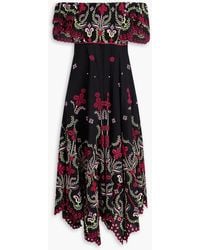 Charo Ruiz - Off-The-Shoulder Broderie Anglaise Cotton-Blend Midi Dress - Lyst