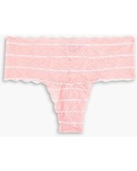 Cosabella - Never Say Never Striped Stretch-lace Mid-rise Thong - Lyst