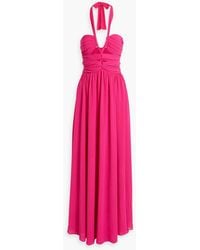 Ronny Kobo - Ally Ruched Georgette Halterneck Maxi Dress - Lyst