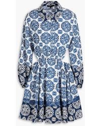Maje - Cutout Printed Cotton Mini Shirt Dress - Lyst