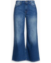 7 For All Mankind - Cropped Faded High-rise Flared Jeans - Lyst