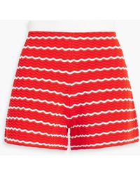 Carolina Herrera - Striped Pointelle-knit Shorts - Lyst