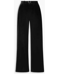 Proenza Schouler - Marie Belted Satin-trimmed Cotton-blend Velvet Straight-leg Pants - Lyst