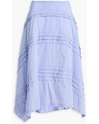 Maje - Pleated Striped Cotton-Blend Midi Skirt - Lyst