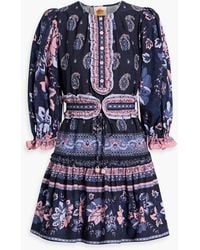 FARM Rio - Ruffled Printed Cotton-Poplin Mini Dress - Lyst