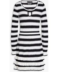 Boutique Moschino - Ruffled Striped Cotton-blend Mini Dress - Lyst