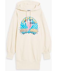 Moschino - Printed French Cotton-blend Terry Hooded Mini Dress - Lyst