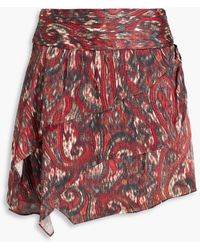 IRO - Pleated Printed Silk Crepe De Chine Mini Skirt - Lyst
