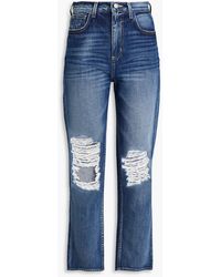 L'Agence - Distressed High-rise Straight-leg Jeans - Lyst