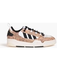 adidas Originals - Adi2000 Smooth And Snake-effect Leather Sneakers - Lyst