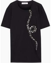 Valentino Garavani - Embellished Cotton-jersey T-shirt - Lyst