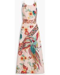 RED Valentino - Floral-print Cotton-poplin Midi Dress - Lyst