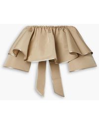 Adam Lippes - Mehrlagiges, verkürztes oberteil aus seiden-twill mit rüschen - Lyst