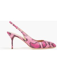 Sergio Rossi - Chichi Snake-effect Leather Slingback Pumps - Lyst