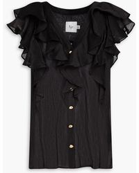 Aje. - Michelle Ruffled Linen And Silk-blend Top - Lyst