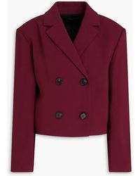 Theory - Cropped Double-breasted Crepe Blazer - Lyst