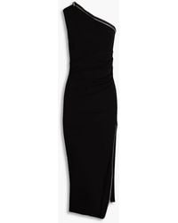 Helmut Lang - One-shoulder Zip-detailed Draped Jersey Midi Dress - Lyst