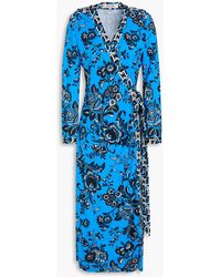 Diane von Furstenberg Abigail Printed Silk-Jersey Midi Wrap Dress in Blue |  Lyst UK