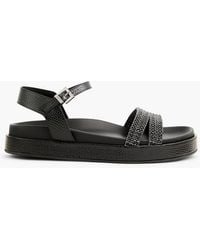 Gina - Martinelli Crystal-Embellished Lizard-Effect Leather Sandals - Lyst