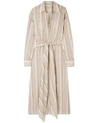 Acne Studios - Daniela tie-front striped cotton-voile midi shirt dress - Lyst