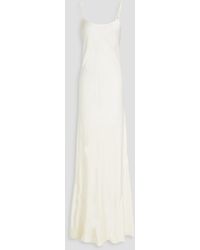 Victoria Beckham - Cami maxikleid aus glänzendem crêpe mit drapierung - Lyst