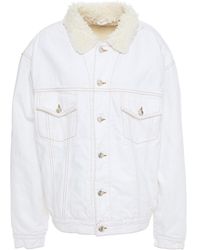 IRO Franz Oversized Faux Shearling-lined Denim Jacket - White