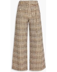 Maje - Belted Metallic Tweed Wide-Leg Pants - Lyst