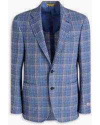 Canali - Checked Wool-blend Crepe Blazer - Lyst