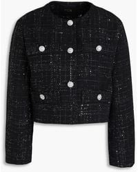 Maje - Sequin-Embellished Metallic Tweed Jacket - Lyst